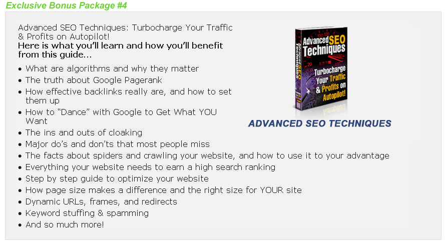 advanceSEO Mass Money Makers Bonus