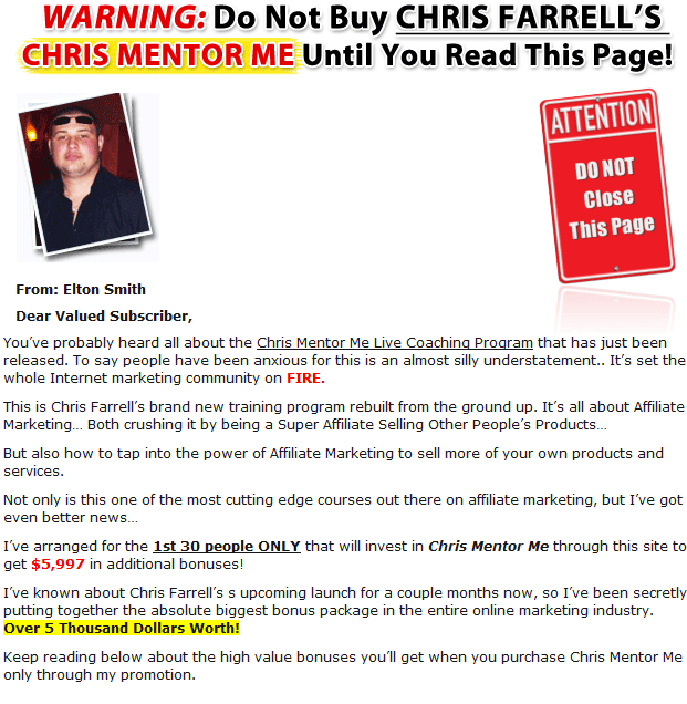Chris Mentor Me Extremely Limited Bonus Pack!
