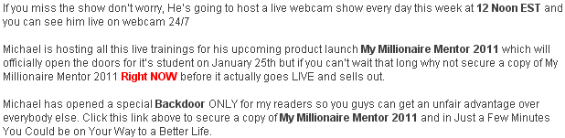 mmm My Millionaire Mentor 2011 Review